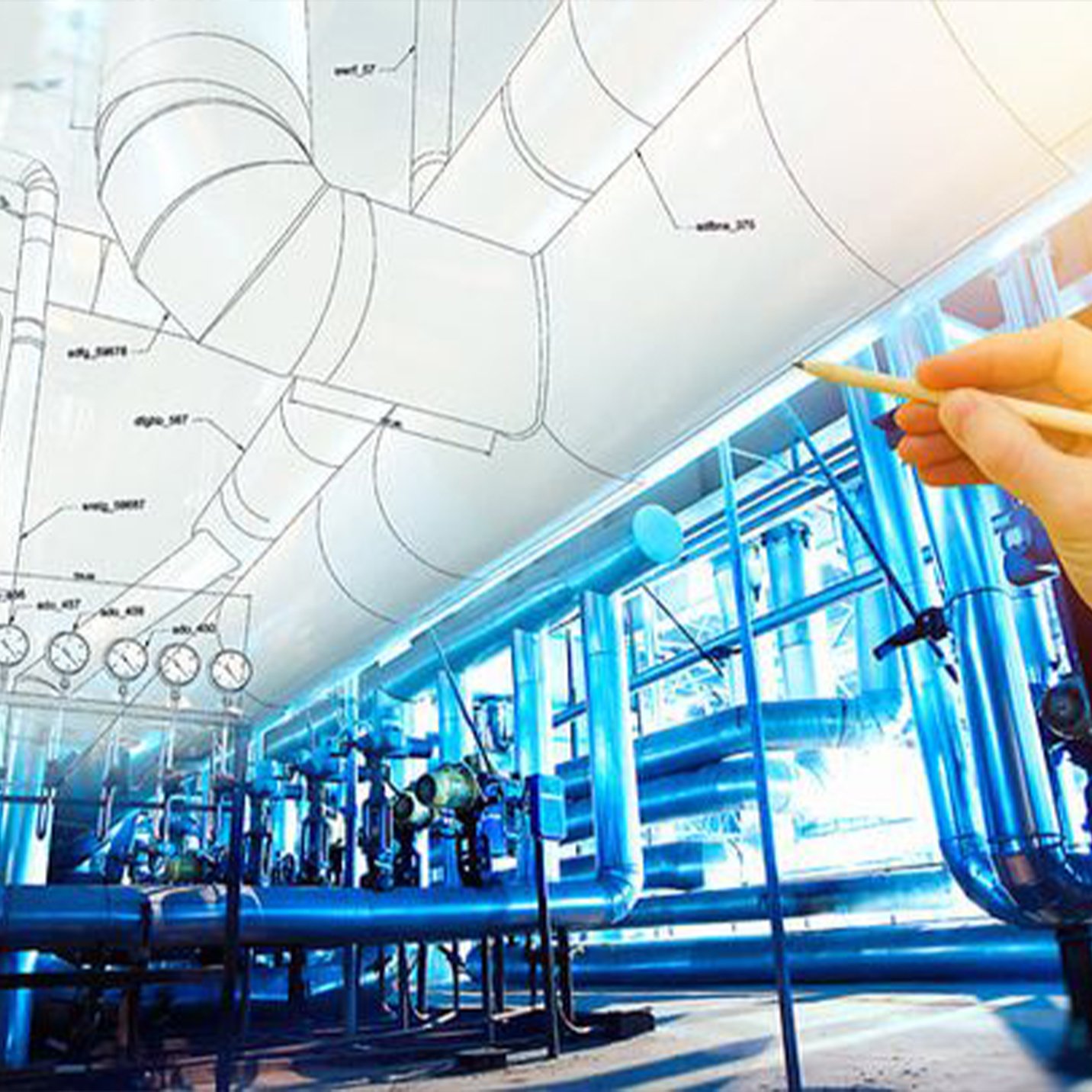 Complex engineering pipeline backdrop